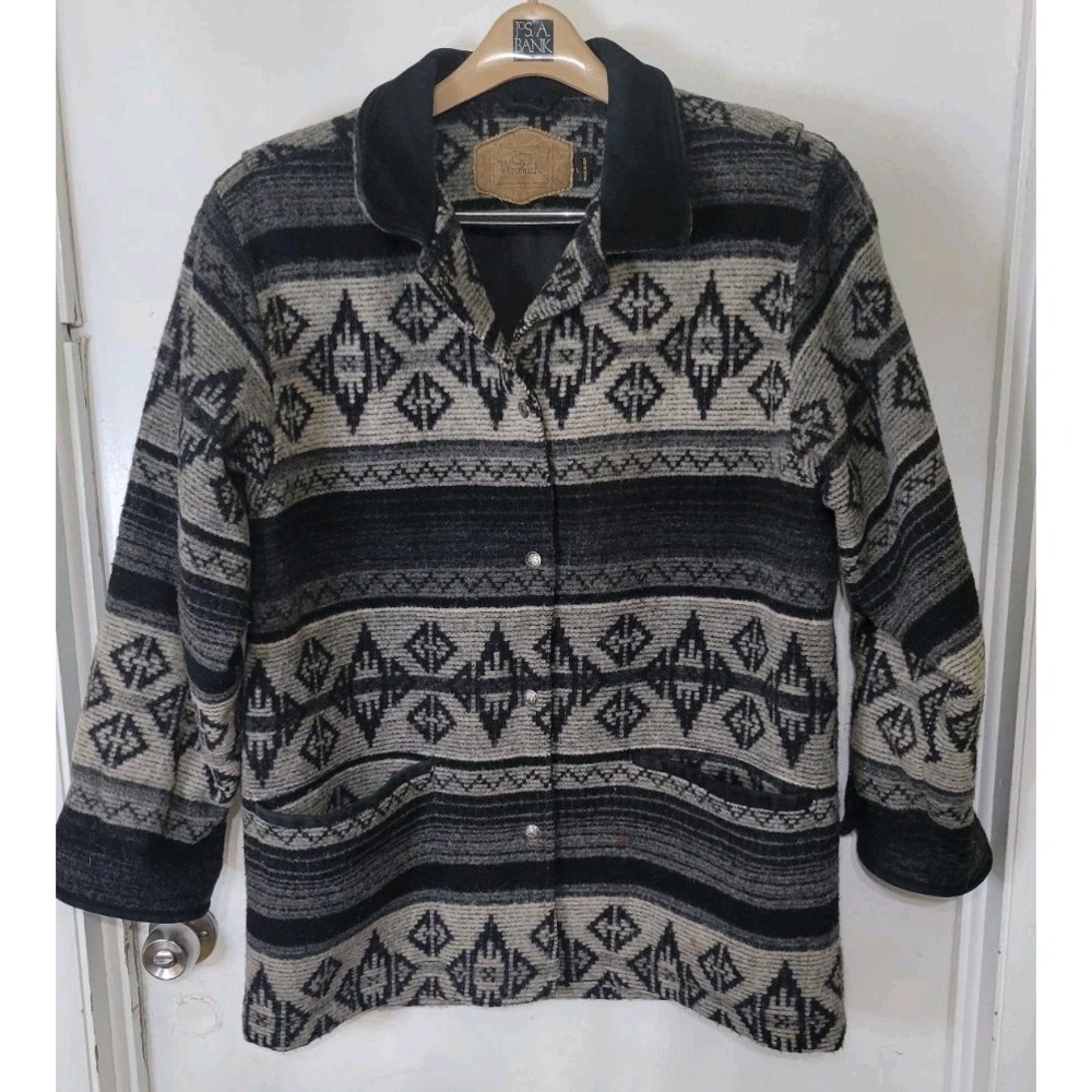Vtg Woolrich Gray Nordic Wool Coat 8714 Made in USA Sz L 1980s Gorpcore Outdoors